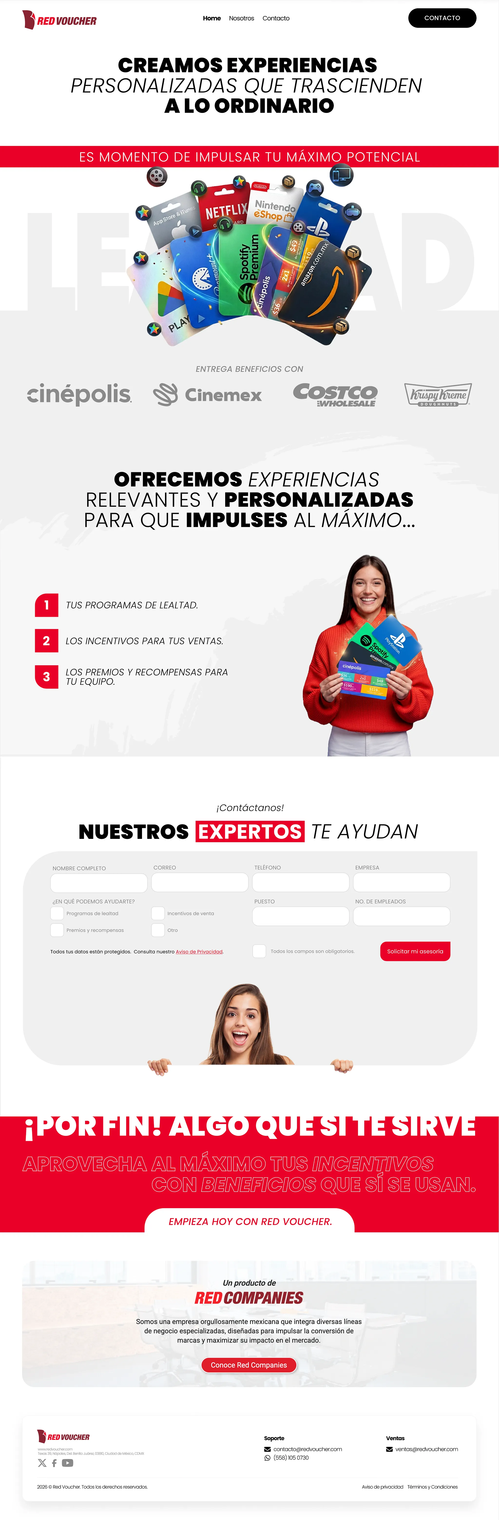 Propuesta visual inicial de la landing Red Voucher Marketing